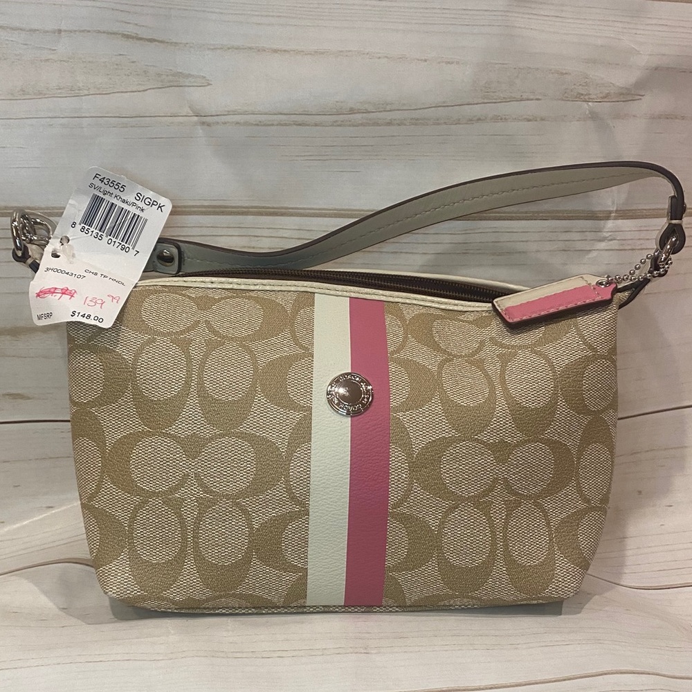 Coach Signature Pink Stripe Handbag